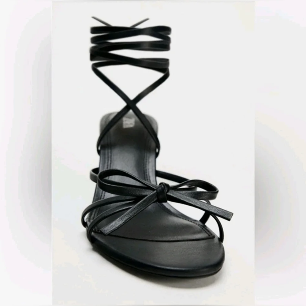Zara Tied Heeled Sandals - Picture 4 of 8